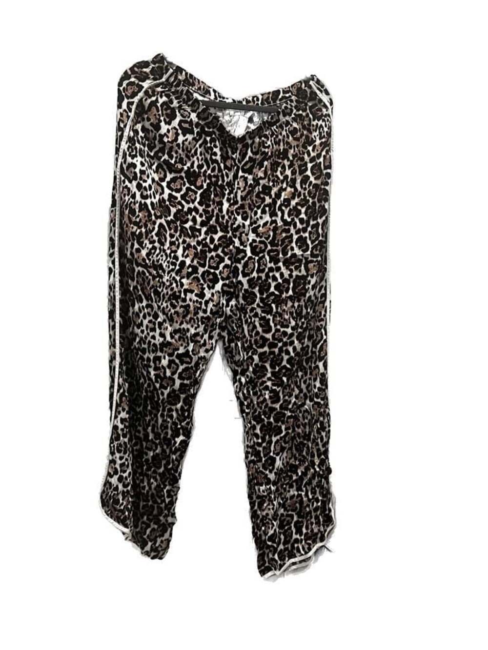 Aerie Off-Duty Satin Leopard Print Piping Pajama Trouser Pants - Picture 3 of 9